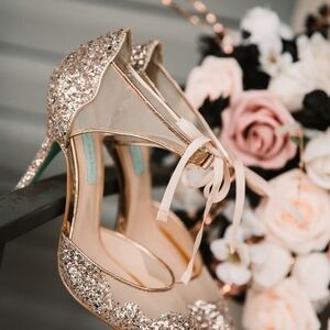 Betsey Johnson Gold Glitter Heels